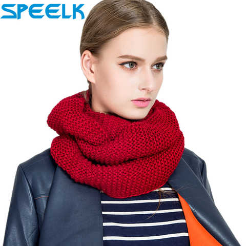 Женский роскошный брендовый вязаный шарф-кольцо, женские весенние шарфы для шеи, однотонный шарф для шеи, толстый теплый шарф-нагрудник, Прямая поставка 32973248426