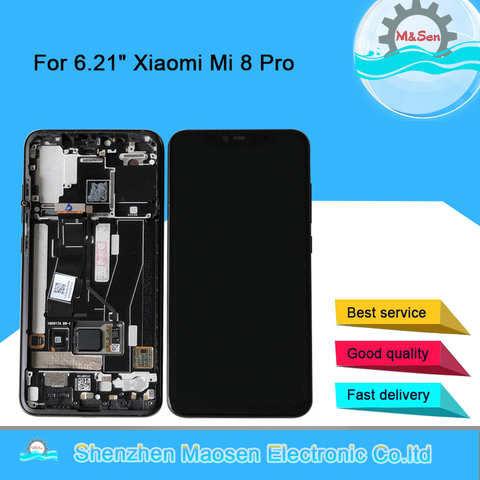 Оригинальный LCDFrame M & Sen для Xiaomi Mi8 Pro Mi 8 Pro, AMOLED ЖК-дисплей с отпечатком пальца, рамка, сенсорный экран, дигитайзер 32976879009