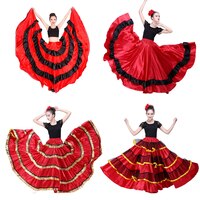 Юбка Цыганская Женская испанская для фламенко, из полиэстера, атласная гладкая, с широкой юбкой, карнавальные костюмы для Бальных Танцев Живота 32979998753
