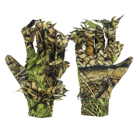 Камуфляжные перчатки 3D Leafy, эластичные Нескользящие перчатки с закрытыми пальцами для тактического наблюдения за птицами, охоты, летние камуфляжные перчатки для мужчин 32982827281