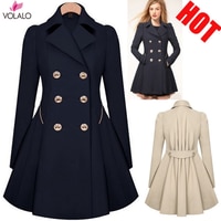Осенне-зимнее пальто для женщин, облегающее однотонное черное пальто с регулируемой талией, бежевые черные длинные куртки, женская верхняя одежда 32984574451