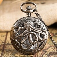 3 типа ретро Осьминог полый корпус кварцевые карманные часы бронза ожерелье подвеска ручной работы сувенирные подарки для мужчин и женщин reloj 32988037550
