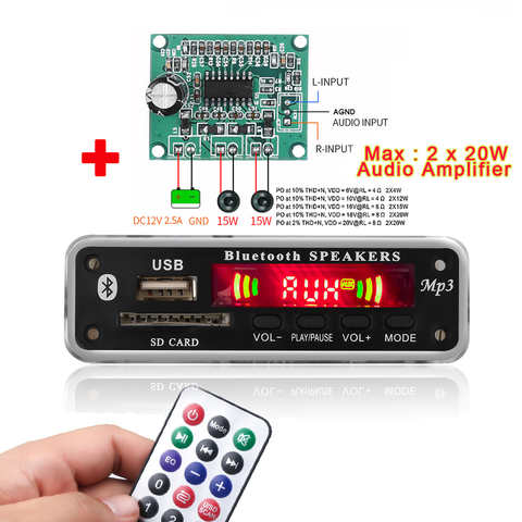 KEBIDU беспроводной Bluetooth 5 в 12 В MP3 WMA декодер плата аудио модуль Поддержка USB SD AUX FM аудио радио модуль для автомобильных аксессуаров 32993864391