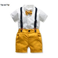 Топ и топ, комплекты одежды для маленьких мальчиков, одежда для новорожденных мальчиков, шорты, топ с рукавом + комбинезоны, комплект из 2 предметов, летняя одежда 32997281986