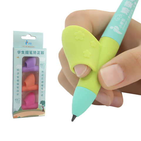 Ручка для карандашей, 3 разных цвета, правая рука, помогает детям научиться держать ручку, коррекция осанки при письме волшебный мягкий карандаш 32997498899