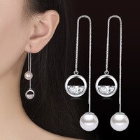 Модные Роскошные серьги XIYANIKE серебряного цвета с жемчужной коробкой, длинные висячие серьги-кисточки для ушей с цирконом предотвращают аллергию для женщин 33002747165