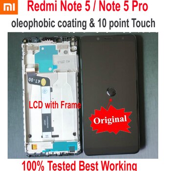 ЖК-дисплей для Xiaomi Redmi Note 5 Pro MEG7S, 10-точечный сенсорный экран с дигитайзером в сборе с рамкой и датчиком Note5, оригинал 33006084696