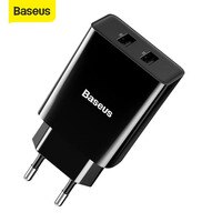 Baseus Dual USB зарядное устройство EU вилка зарядное устройство 2.1A настенное зарядное устройство Макс мобильный телефон зарядка мини адаптер зарядное устройство для путешествий для iPhone 33006372639