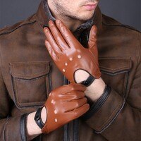 Перчатки из натуральной кожи для мужчин и женщин, дышащие спортивные митенки для вождения, черные коричневые, для зимы и осени 33006888318