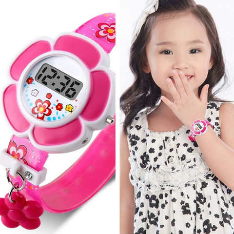 Милые детские спортивные часы с милыми цветами для мальчиков и девочек, Мультяшные детские часы, силиконовые светодиодные цифровые наручные часы для принцессы, подарок на вечеринку 33007447216