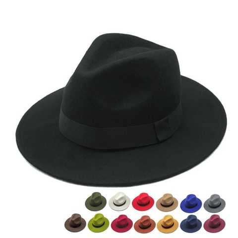 Шляпа фетровая «Колокол» для мужчин и женщин, винтажная Классическая Панама с широкими полями, ковбойская, черная, красная, Трилби котелок 33008206916