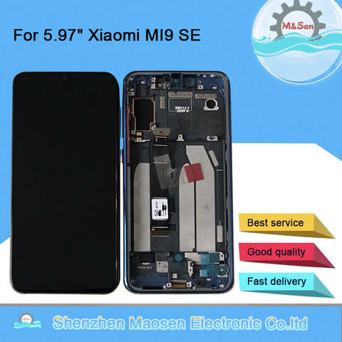ЖК-дисплей AMOLED M & Sen для Xiaomi MI 9 SE Mi9 SE, дисплей 5,97 дюйма с рамкой и дигитайзером сенсорного экрана для MI 9SE, оригинал 33010556825