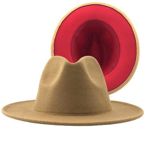 Тренд Тан с красной подошвой Лоскутная простая шерстяная фетровая шляпа джаз Fedora для мужчин женщин мужчин широкие поля Панама Трилби ковбойская Кепка для вечерние 33012872514