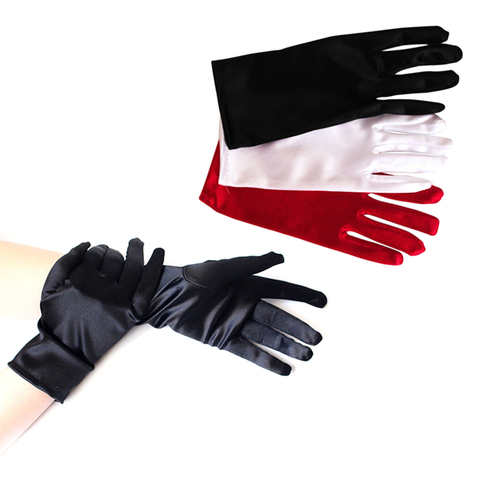 Модные популярные черные, белые, красные варежки, 1 пара, женские короткие перчатки для выпускного вечера, вечерние, танцевальные, наручные перчатки 33014513306