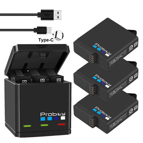 Зарядное устройство Probty для GoPro Hero 7/6/5, черная, оригинальная, тройная, для батарей камер 33015018587