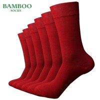 Мужские бамбуковые носки Match-Up, красные дышащие антибактериальные мужские деловые носки (6 пар/лот) 33016070472