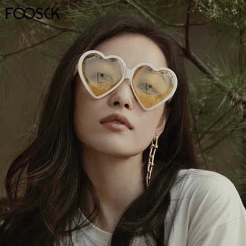 Очки солнцезащитные FOOSCK женские, брендовые дизайнерские Роскошные модные очки в форме сердца, красивые красочные прозрачные очки в оправе кошачий глаз 33016465685