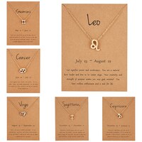 Женское элегантное ожерелье со знаками Зодиака, 12 созвездий, подвеска, цепочка золотого цвета, чокер, ожерелья для женщин, ювелирные изделия из картона 33024863180