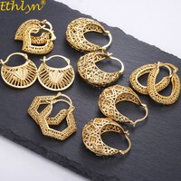 Женские африканские серьги Ethlyn в винтажном стиле, золотые серьги-клипсы для девушек, эфиопские ювелирные изделия, арабский Подарок на Ближний Восток, E73 33025060917