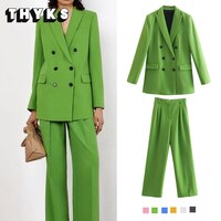 брючный костюм женский деловой, Женский офисный костюм из 2 предметов, пиджак пиджак и брюки зеленого цвета, элегантный повседневный костюм,  костюм двойка женский, весна-осень 2022 33029866504