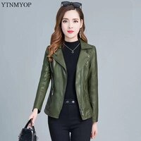 YTNMYOP 2022 женские кожаные куртки 5XL армейский зеленый пальто из искусственной кожи женская кожаная одежда Повседневная Верхняя одежда 33033487175