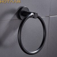 Матовая черная отделка, держатель для полотенец для ванной из нержавеющей стали, настенные круглые кольца для полотенец, вешалка для полотенец YT-10991-H 33033744724