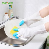 Прочные водонепроницаемые перчатки для кухни, для мытья посуды, для уборки дома, Нескользящие тонкие резиновые перчатки 33037146698