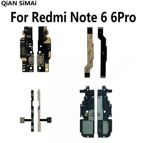 Материнская плата с гибким кабелем питания для Xiaomi Redmi Note 6 Pro, громкий динамик, наушники, Micro usb зарядная плата 33045128095