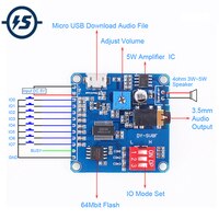 Модуль воспроизведения голосового звука Arduino, модуль MP3-плеера UART I/O Trigger Class D, Плата усилителя 5 Вт, 8 м, карта памяти стандарта SD/TF 33057384231