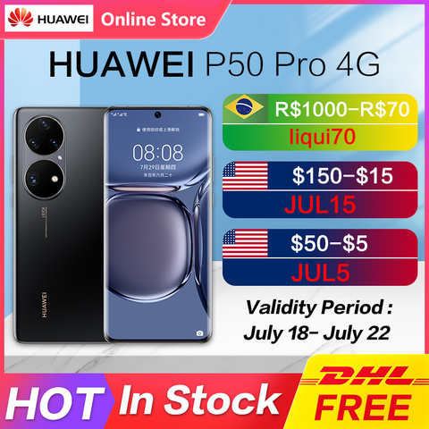 Оригинальный HUAWEI P50 Pro 4G телефон 6,6 дюймов OLED FHD + 2700x1228 экран гармониос 2 Восьмиядерный до 66 Вт SuperCharge 50MP Основная камера 33057596906