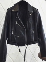 Куртка женская из искусственной кожи, короткая, мотоциклетная, яркого цвета 33059283727