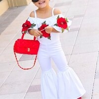 Детский комбинезон с открытыми плечами и цветочной вышивкой 4000010352621