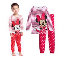 Весенне-осенние детские брюки с длинными рукавами Пижама с Минни пижамные комплекты для мальчиков детская Ночная одежда с Микки Маусом пижама в стиле принцессы для маленьких девочек 4000023047405