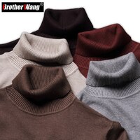 6-цветный свитер с высоким воротом, мужской осенне-зимний новый стиль, Модный повседневный облегающий однотонный теплый пуловер, мужской бренд 4000041592615