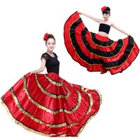 Юбка фламенко для взрослых и детей, женский костюм для танца живота, детское платье в красную и черную полоску с широкой юбкой 4000073885903