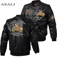 Мужская кожаная куртка, приталенное пальто с воротником-стойкой, пальто из искусственной кожи, байкерские куртки, повседневная мотоциклетная куртка из искусственного меха на флисе, S-5XL 4000078365822