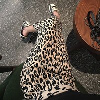 Женская трикотажная юбка с высокой талией, длинная леопардовая юбка с разрезом, весна 2022 4000081813237