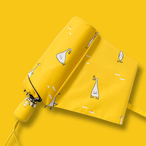 Зонт женский, ветрозащитный, желтый, автоматический, с изображением утки из мультфильма, зонт с защитой от УФ 4000088007637