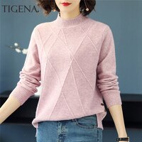 Женский трикотажный свитер-водолазка TIGENA, пуловер с длинным рукавом, джемпер на осень-зиму 2022 4000089513678