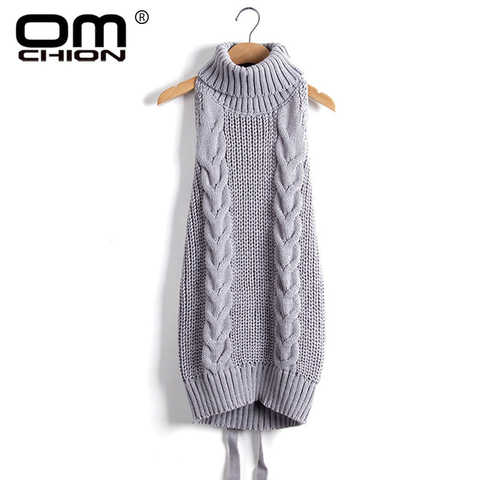 Женский Длинный трикотажный свитер-водолазка, без рукавов, с открытой спиной, в японском стиле, WM03, лето 2022 4000098769072