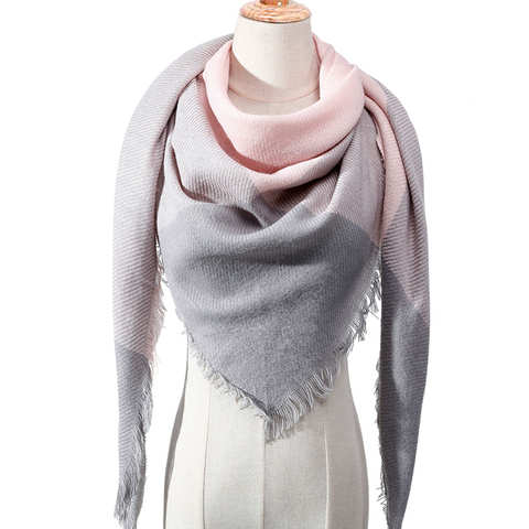 2022 Модный зимний шарф для женщин, клетчатые вязаные треугольные шарфы, кашемировые пашмины, женское теплое одеяло, шали, шарфы на шею 4000101121482