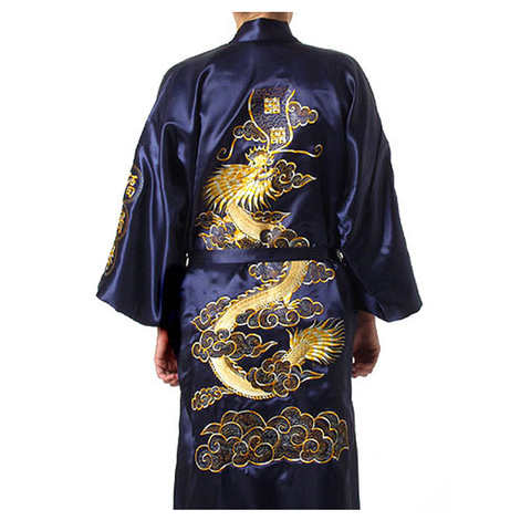 Мягкий халат с вышивкой дракона, интимное нижнее белье, Мужская пижама, традиционная размера плюс, 3xl, одежда для сна, кимоно, Халат 4000121392332