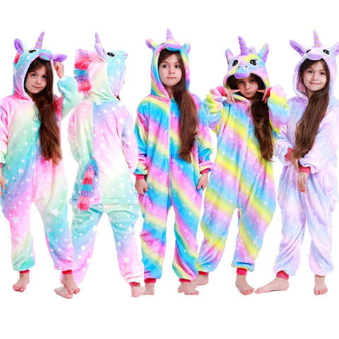 Пижама Кигуруми для девочек, комплект радужной пижамы в виде единорога, одежда для сна, одежда для сна 4000123518311