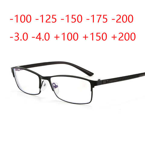 -1-1,25-1,5-1,75-2-2,25-3-2,5-4 готовые очки для близорукости квадратные полные очки с защитой от синего света металлические очки для чтения 4000125500245