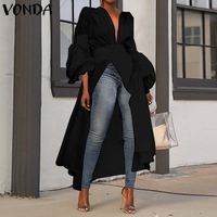 Женская Длинная блузка VONDA, асимметричные топы, осень 2022, вечерние рубашки с длинным рукавом, повседневные женские блузки с рукавами-фонариками 4000136643671