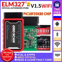 ELM327 Bluetooth-совместимый V1.5 PIC18F25K80 ATAL & ATPPS 4 МГц кристалл wifi elm327 для Android/IOS/PC Torque OBDII code reader 4000159235000