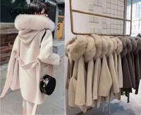 Женское кашемировое пальто с воротником из натурального меха лисы 4000162026868