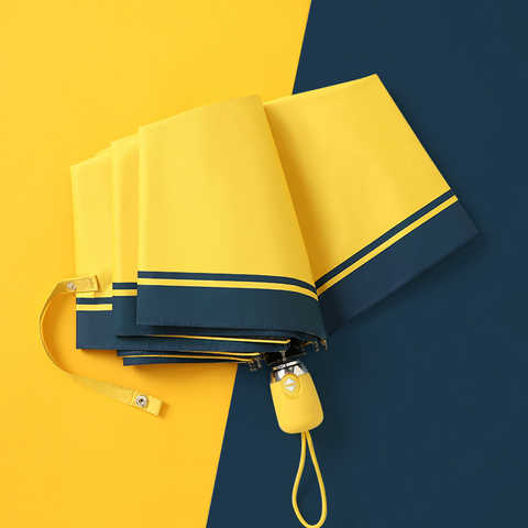 Зонт от дождя женский/мужской, складной, сине-желтый, ветрозащитный, с черным покрытием 4000167249970