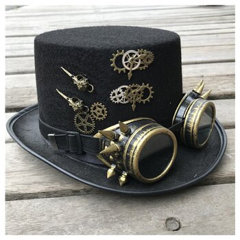 Модная мужская и женская шляпа ручной работы в стиле стимпанк с очками, Волшебная шляпа, шляпа-котелок для выступлений, размер 57 см, шляпа в стиле стимпанк, 2019 4000175309992