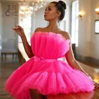 Элегантное Сетчатое вечернее платье Justchicc, женское розовое платье с открытыми плечами и бантом, высококачественное сексуальное бальное платье без рукавов, мини-платье 4000182896267